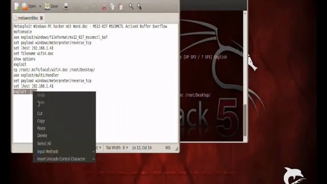 Windows PC hack mit Word MS12 027 MSCOMCT ActiveX Buffer Overflow - Metasploit & Backtrack смотреть онлайн