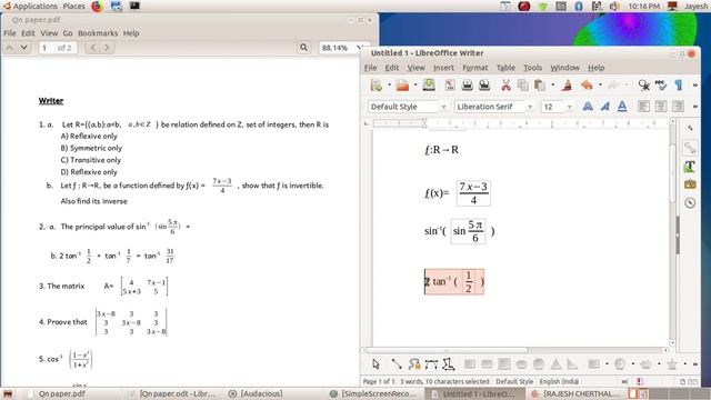 Libre Office Writer Mathematics notations typing 2 смотреть онлайн