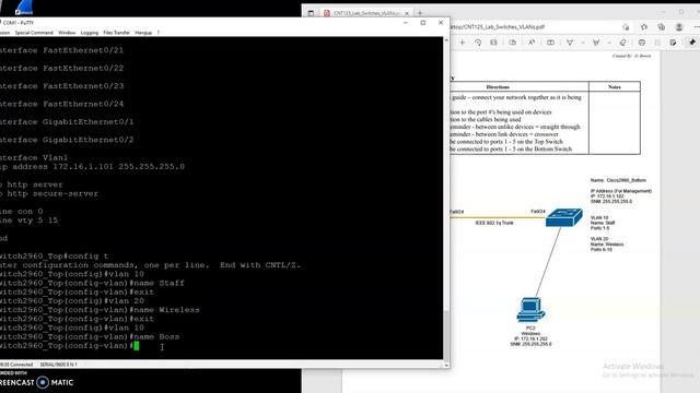 CNT125 Campus Switch VLAN Lab 2 Switch VLAN Config смотреть онлайн