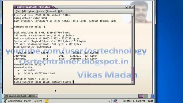 how to use fdisk command in redhat linux (rhel6) tutorial in Hindi смотреть онлайн