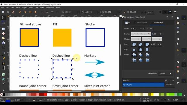 Fill and stroke effects in Inkscape [Inkscape 1.0.1 for Beginners] смотреть онлайн