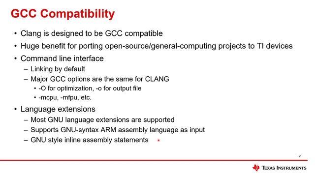 tiarmclang compiler: compatibility with GCC смотреть онлайн