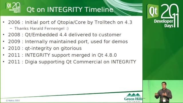 Qt DevDays 2011, INTEGRITY from Green Hills Software: Rolland Dudemaine смотреть онлайн