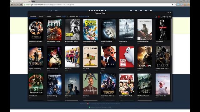Reproducir peliculas torrent online con PopCorn Time смотреть онлайн