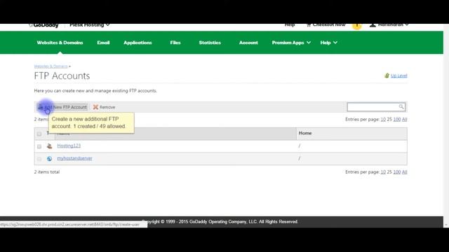 how to Create or add a new FTP user Account on godaddy plesk tool смотреть онлайн