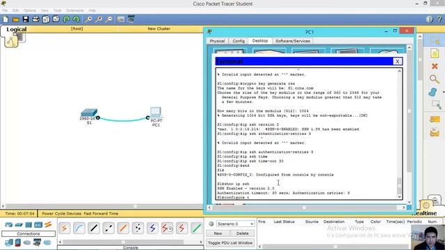 Configuring SSH (Switch 2960) - Configurando SSH (Switch 2960) смотреть онлайн