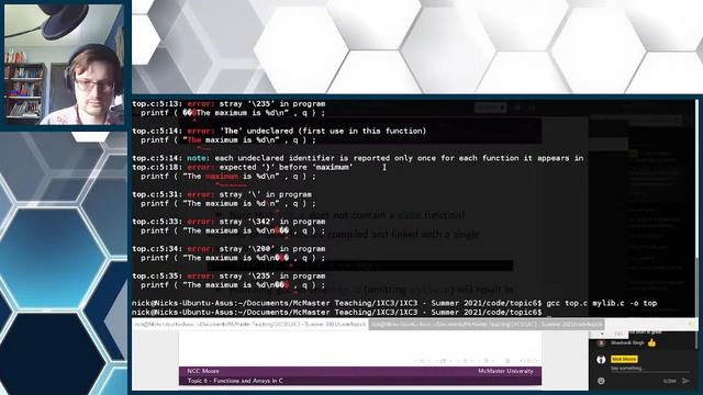 CS1XC3-S21 - 06/07/2021 - Functions and Arrays in C смотреть онлайн