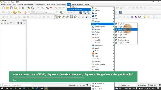Como acessar imagens do Google Earth no QGIS - plugin QuickMapServices (Outubro 2021) смотреть онлайн