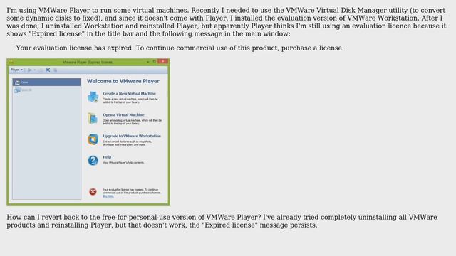How to remove "Expired license" message in VMWare Player? смотреть онлайн