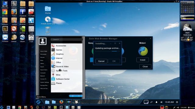 Linux host Virtual box Zorin os 11 beta test review смотреть онлайн