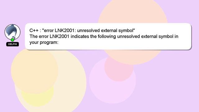C++ : "error LNK2001: unresolved external symbol" смотреть онлайн