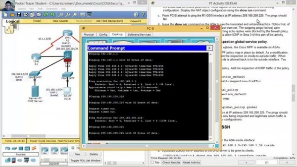 9.3.1.1 Packet Tracer - Configuring ASA Basic Settings and Firewall Using CLI
