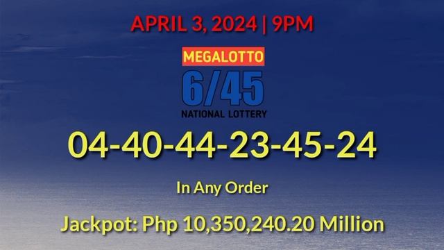 9pm Lotto Results Today April 3, 2024 Wednesday ez2 swertres 2d 3d pcso смотреть онлайн