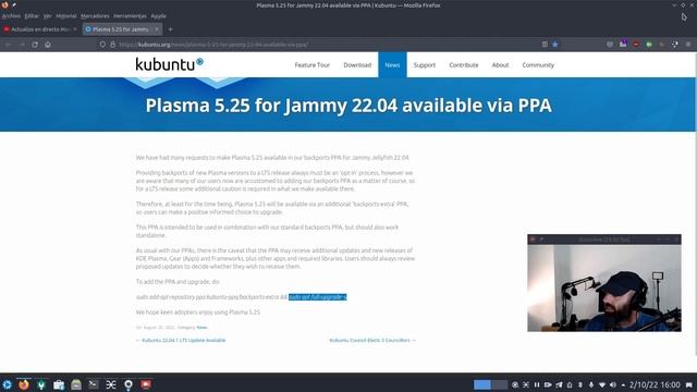 Actualizo vía PPA Kubuntu 22.04.1 LTS Plasma 5.24 a KDE Plasma 5.25 y te cuento lo que pasó смотреть онлайн