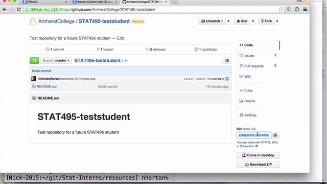 Using Github with the Amherst College RStudio server смотреть онлайн
