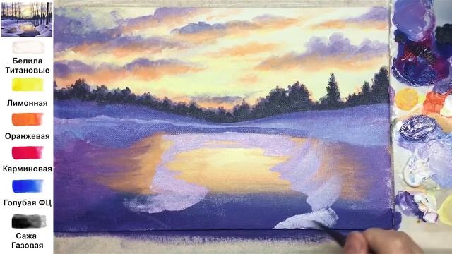 Зимний вечер. Пейзаж. РАСТУШЕВКА как нарисовать АКРИЛ | Сезон 5-1 | Мастер-класс ДЕМО смотреть онлайн