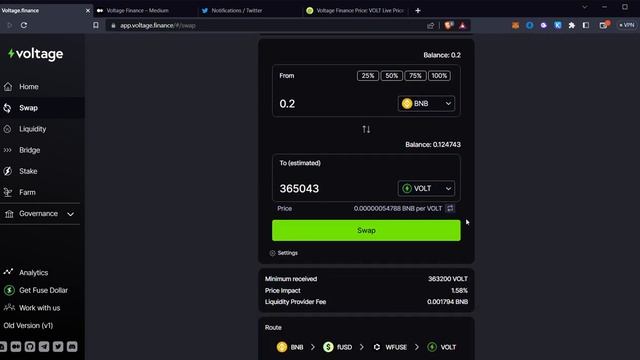 Bridging from Binance Smart Chain to Fuse Network on Voltage Finance Bridge + Stake $VOLT 22% APY! смотреть онлайн