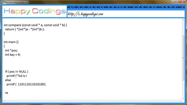 Binary search bsearch in stdlib.h c code example смотреть онлайн