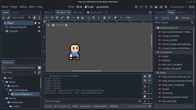 Godot 4, C# Tutorial - Custom Signals with parameters| Custom Signals Singleton | Example | Guide смотреть онлайн