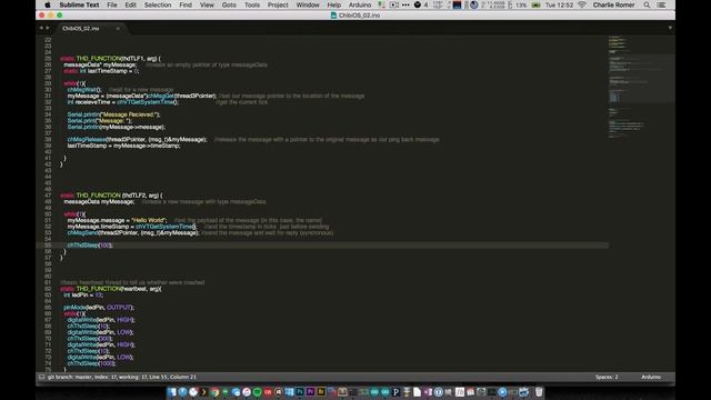 Arduino RTOS: Messages (ChibiOS)