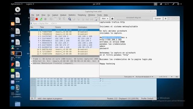 Capturando trafico http con wireshark - Kali Linux смотреть онлайн