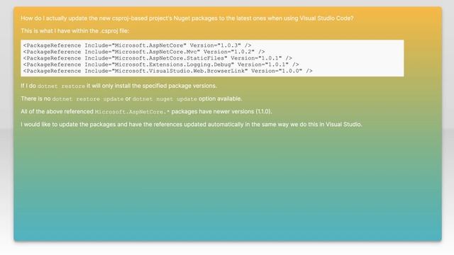 dotnet restore with update in the new csproj/msbuild-based projects?video смотреть онлайн