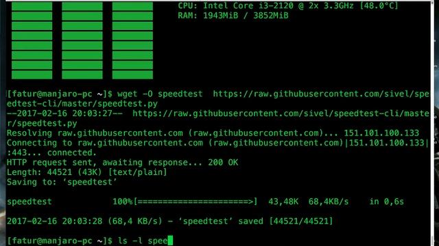 Test kecepatan internet di GNU Linux Manjaro dengan menggunakan terminal indonesia 20170216 смотреть онлайн
