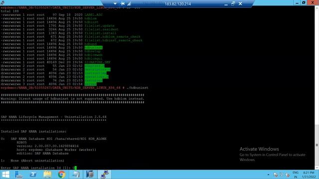 SAP HANA DB uninstallation смотреть онлайн