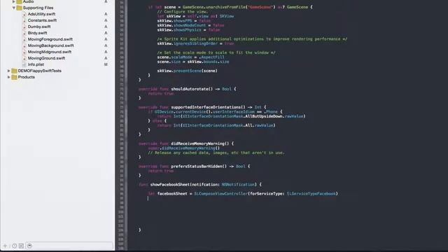 Basic set up for Facebook integration - How to create a Flappy Birds inspired iPhone game in Swift смотреть онлайн