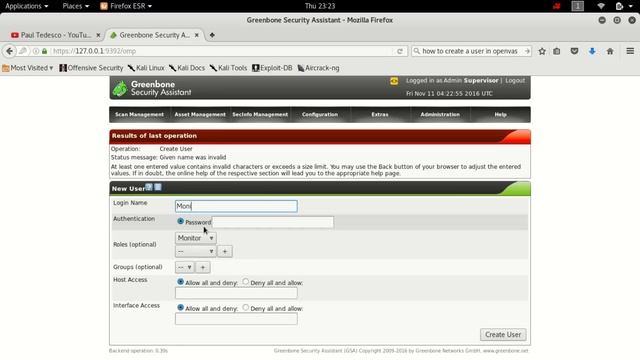 How to add/create a user in OpenVas in Kali Linux смотреть онлайн