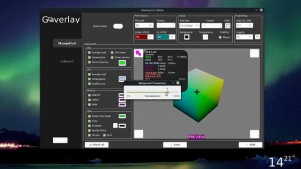 Linux MangoHud gui configuration