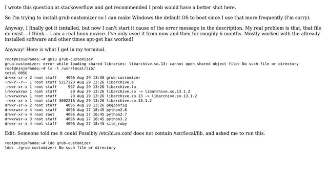 error while loading shared libraries: libarchive.so.13: cannot open shared object file: No such... смотреть онлайн