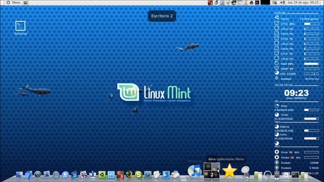 Linux Mint 11 + Compiz Fusion + Xwinwrap + 3d Desktop смотреть онлайн