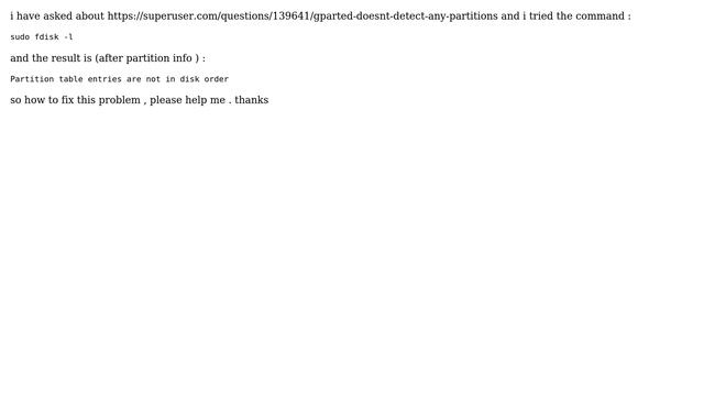 Ubuntu : partition table error (Partition table entries are not in disk order) смотреть онлайн