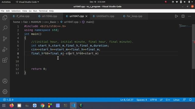 URI 1047 in c++ solution смотреть онлайн