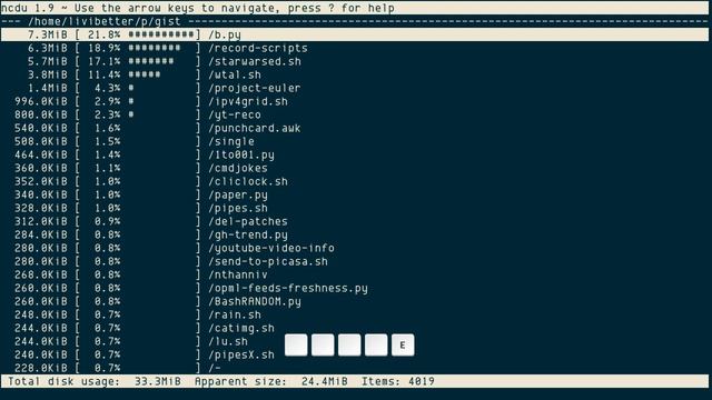 ncdu: NCurses Disk Usage (du) смотреть онлайн