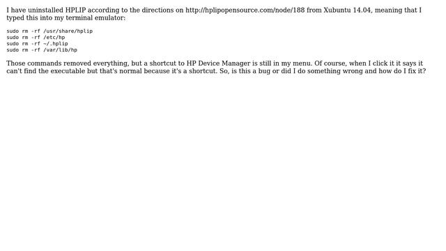 Ubuntu: HP Device Manager still in menu after HPLIP uninstall смотреть онлайн