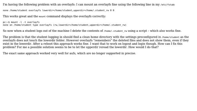 How to force upperdir overlayfs to reread/reload lowerdir? смотреть онлайн