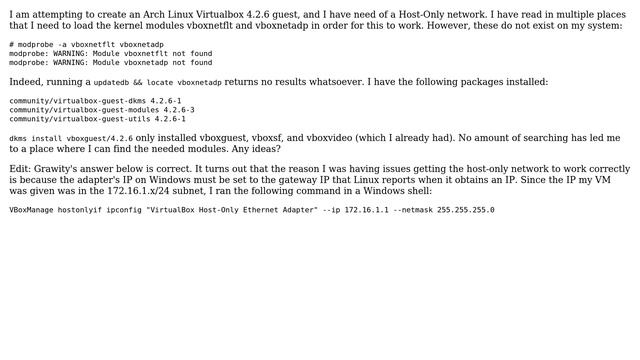 How to install vboxnetflt and vboxnetadp kernel modules on Arch Linux guest? смотреть онлайн