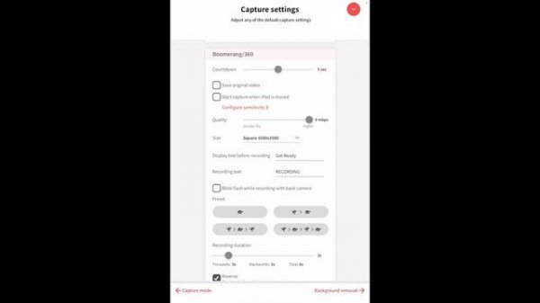 LUMABOOTH Capture Settings - Luma Booth IPAD photo booth app tutorial