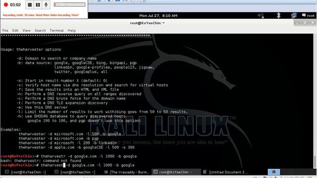 Theharvester On Kali Linux смотреть онлайн