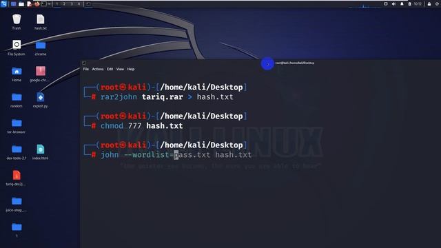 كسر ملفات rar المحمية بكلمات المرور - بإستخدام kali linux смотреть онлайн
