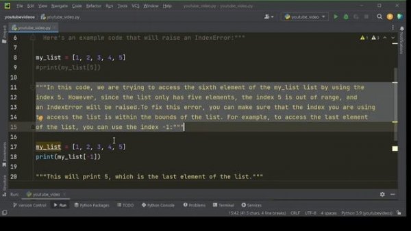 index error- List Index out of Range