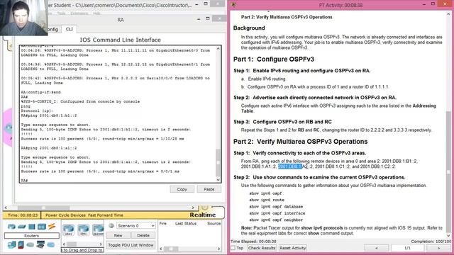 9.2.2.7 - 6.2.3.7 Packet Tracer - Configuring Multiarea OSPFv3