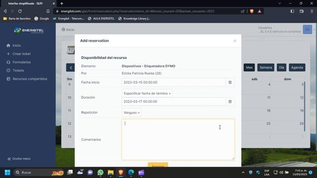 Reserva de elementos GLPI смотреть онлайн