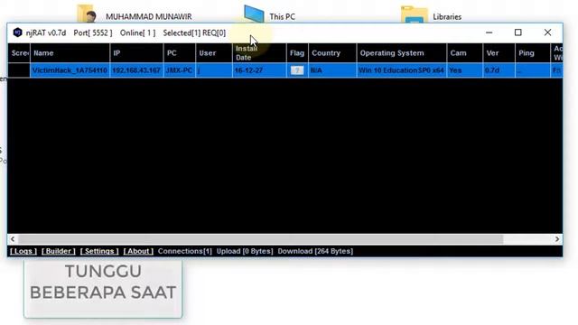 Cara Hacking memakai NJRAT V.7.0 Win 10 смотреть онлайн