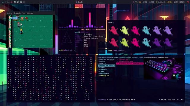 Arch Linux - BSPWM, Polybar, Picom, Snes9x, cava, cmatrix, ranger, ufetch смотреть онлайн