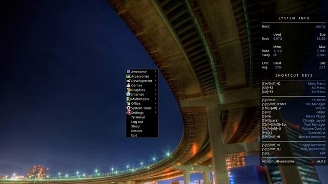 ArcoLinuxB V6.9.2 com interface Awesome смотреть онлайн