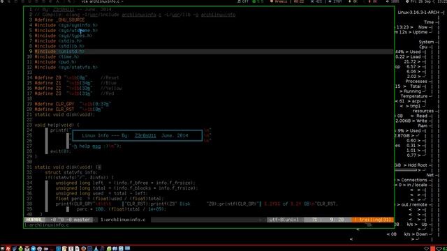 C program to display system infomation alongside the Arch Linux logo смотреть онлайн
