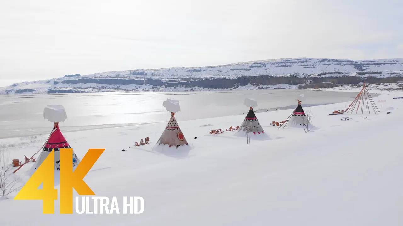 4K Aerial Views of Winter Scenery - Eastern Washington, USA - Aerial Cinematic Footage смотреть онлайн